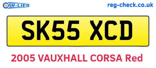 SK55XCD are the vehicle registration plates.