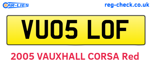 VU05LOF are the vehicle registration plates.