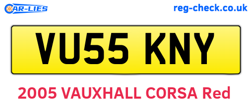 VU55KNY are the vehicle registration plates.