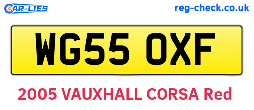WG55OXF are the vehicle registration plates.