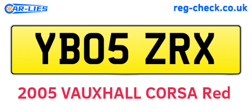 YB05ZRX are the vehicle registration plates.