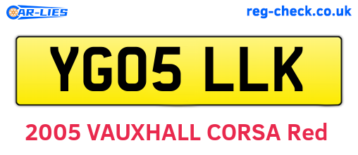 YG05LLK are the vehicle registration plates.