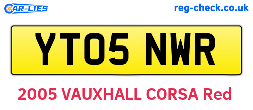 YT05NWR are the vehicle registration plates.
