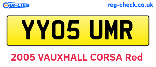 YY05UMR are the vehicle registration plates.