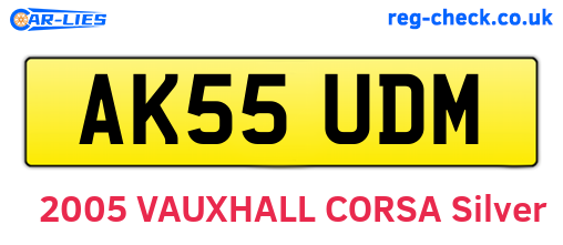 AK55UDM are the vehicle registration plates.
