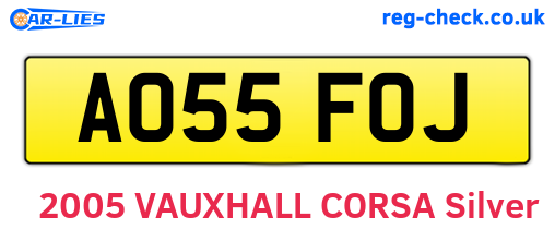 AO55FOJ are the vehicle registration plates.