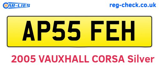 AP55FEH are the vehicle registration plates.