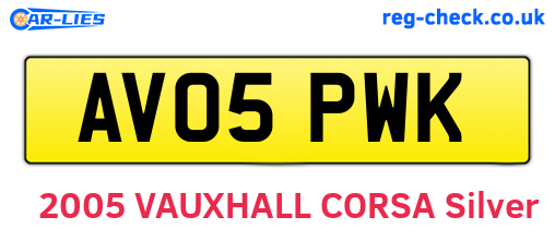 AV05PWK are the vehicle registration plates.