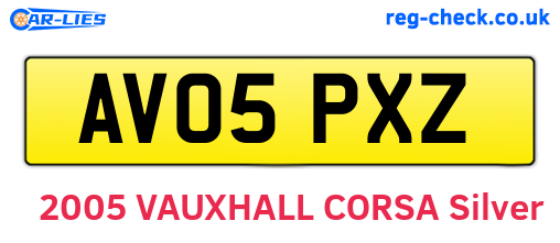 AV05PXZ are the vehicle registration plates.
