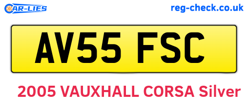 AV55FSC are the vehicle registration plates.