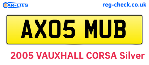 AX05MUB are the vehicle registration plates.