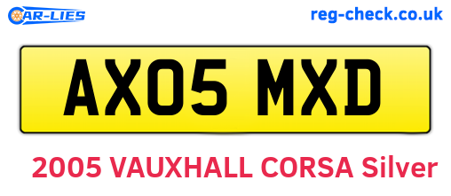 AX05MXD are the vehicle registration plates.
