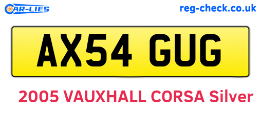 AX54GUG are the vehicle registration plates.