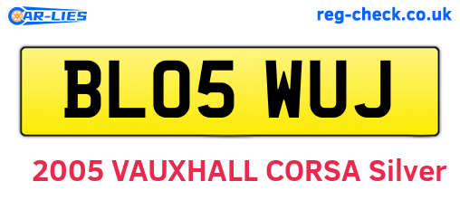 BL05WUJ are the vehicle registration plates.