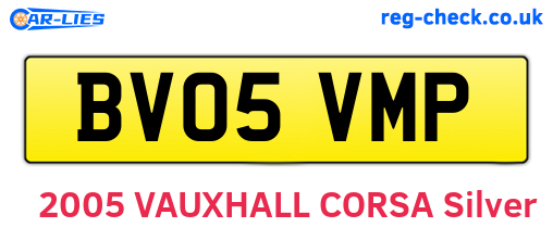 BV05VMP are the vehicle registration plates.
