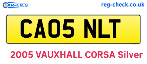 CA05NLT are the vehicle registration plates.