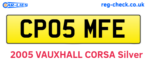 CP05MFE are the vehicle registration plates.