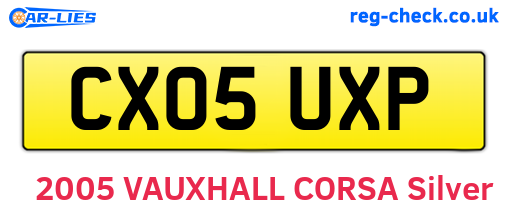 CX05UXP are the vehicle registration plates.
