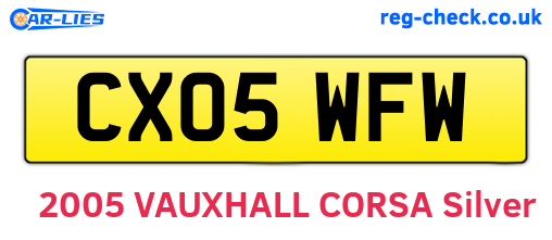 CX05WFW are the vehicle registration plates.