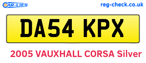 DA54KPX are the vehicle registration plates.