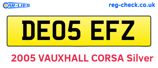 DE05EFZ are the vehicle registration plates.
