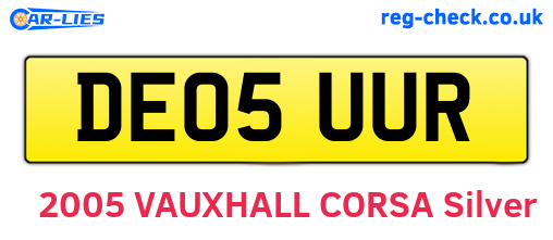 DE05UUR are the vehicle registration plates.