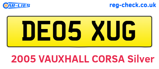 DE05XUG are the vehicle registration plates.