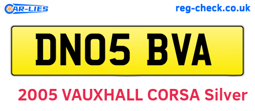 DN05BVA are the vehicle registration plates.