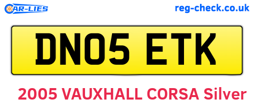 DN05ETK are the vehicle registration plates.