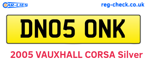 DN05ONK are the vehicle registration plates.