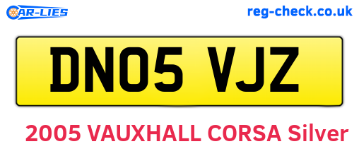 DN05VJZ are the vehicle registration plates.