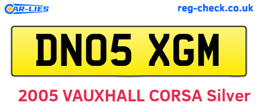 DN05XGM are the vehicle registration plates.