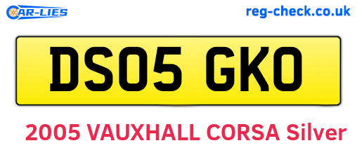 DS05GKO are the vehicle registration plates.