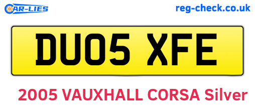 DU05XFE are the vehicle registration plates.