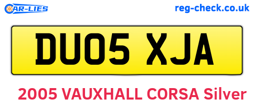 DU05XJA are the vehicle registration plates.