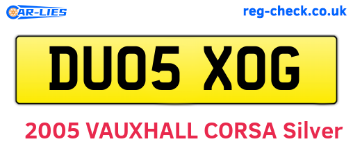 DU05XOG are the vehicle registration plates.