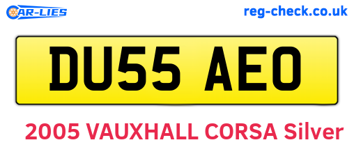 DU55AEO are the vehicle registration plates.