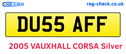 DU55AFF are the vehicle registration plates.