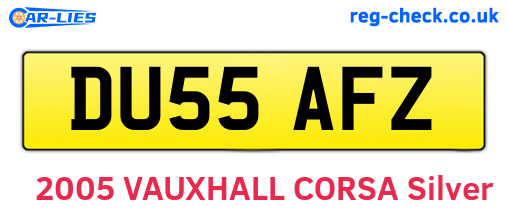 DU55AFZ are the vehicle registration plates.