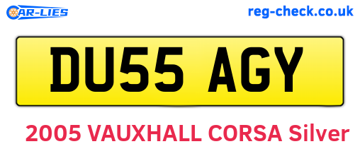 DU55AGY are the vehicle registration plates.