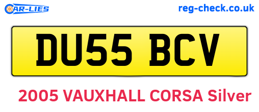 DU55BCV are the vehicle registration plates.