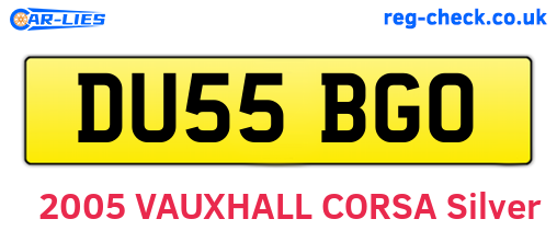 DU55BGO are the vehicle registration plates.