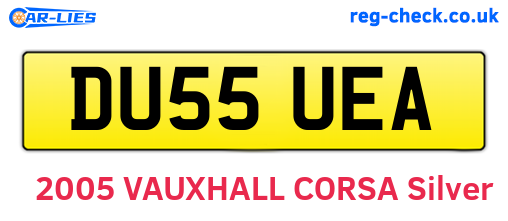 DU55UEA are the vehicle registration plates.