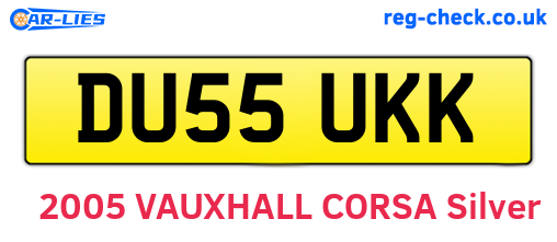 DU55UKK are the vehicle registration plates.