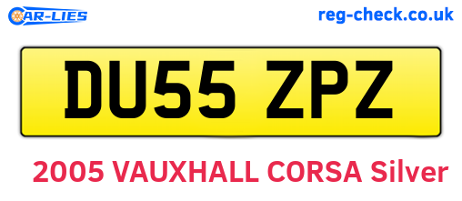 DU55ZPZ are the vehicle registration plates.
