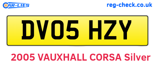 DV05HZY are the vehicle registration plates.