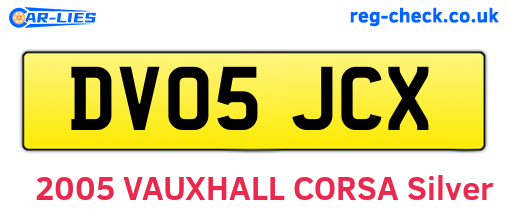 DV05JCX are the vehicle registration plates.