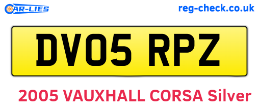 DV05RPZ are the vehicle registration plates.