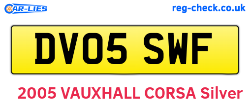 DV05SWF are the vehicle registration plates.