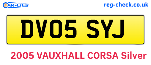 DV05SYJ are the vehicle registration plates.